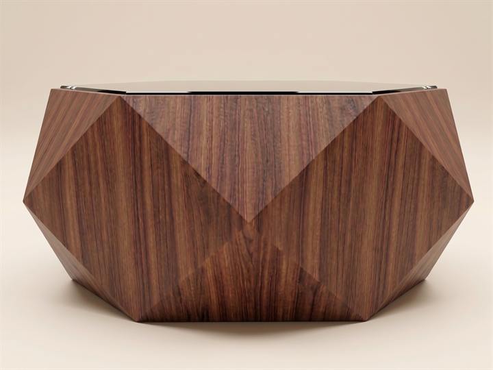 Mesa Diamond Nogal vista de perfil