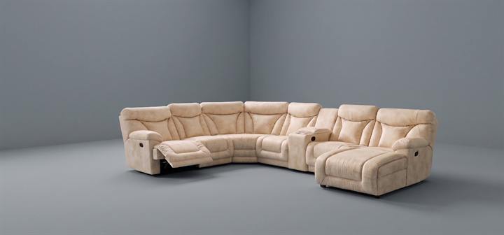 Sala modular con dos reclinables vista de frente