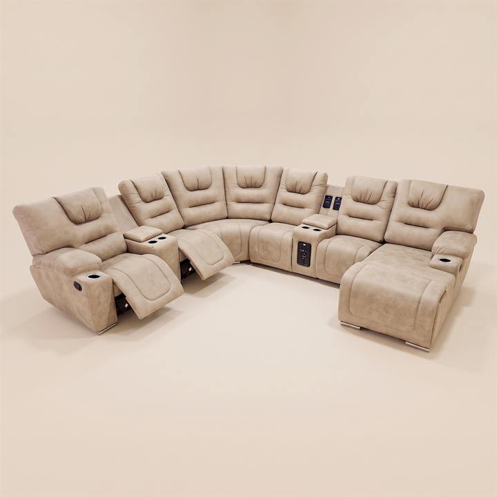 Sala modular con audio y dos reclinables, vista de frente