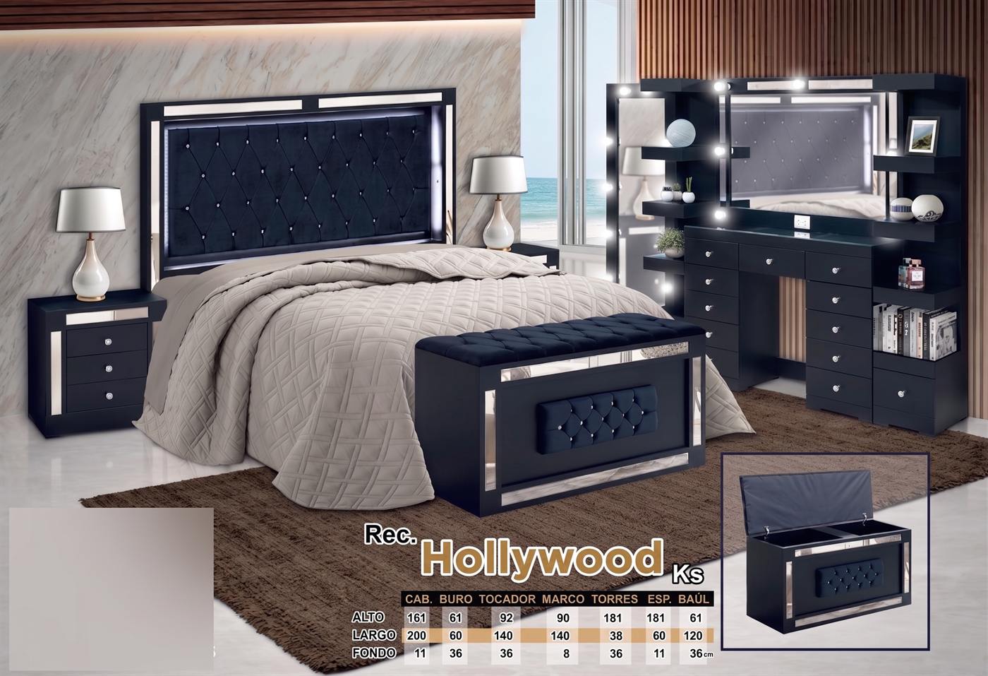 Recámara Hollywood en negro