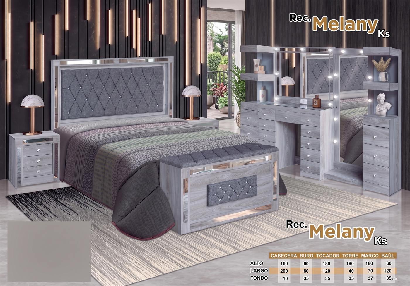 Recámara Melany en color gris