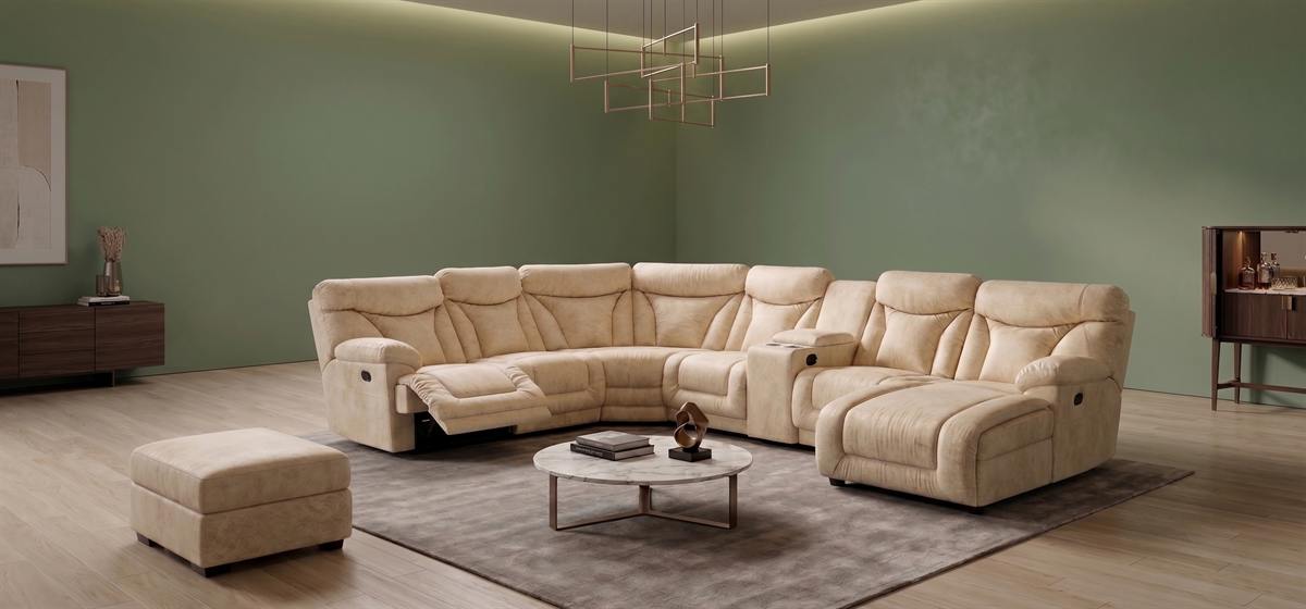Sala modular en tela beige