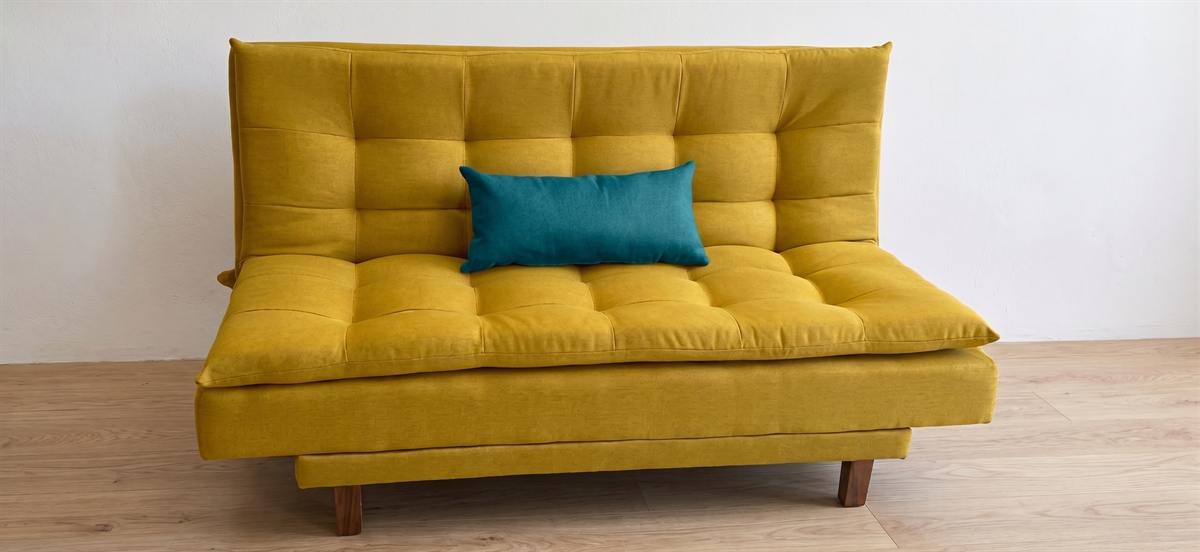 Sofá cama Laredo en amarillo mostaza
